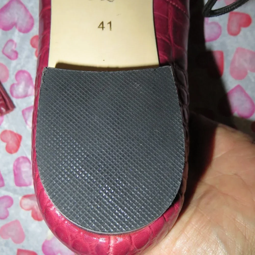 Lord & Taylor Mulberry Purple Croc Embossed Italian Leather Loafers sz 41 or 11
